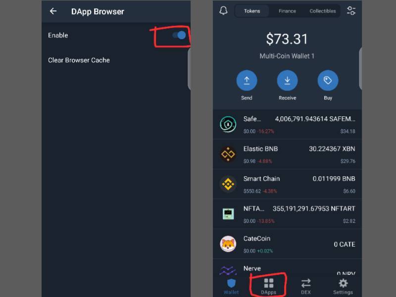 enable dapp browser trust wallet